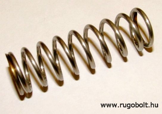 Permetező nyomórugó - 1,5x14x44 mm - menetszám: 1+8+1 - rozsdamentes (inox) - R: 3,3 N/mm - max.elmozdulás: 26,5 mm, ahol az erő: 87,6 N